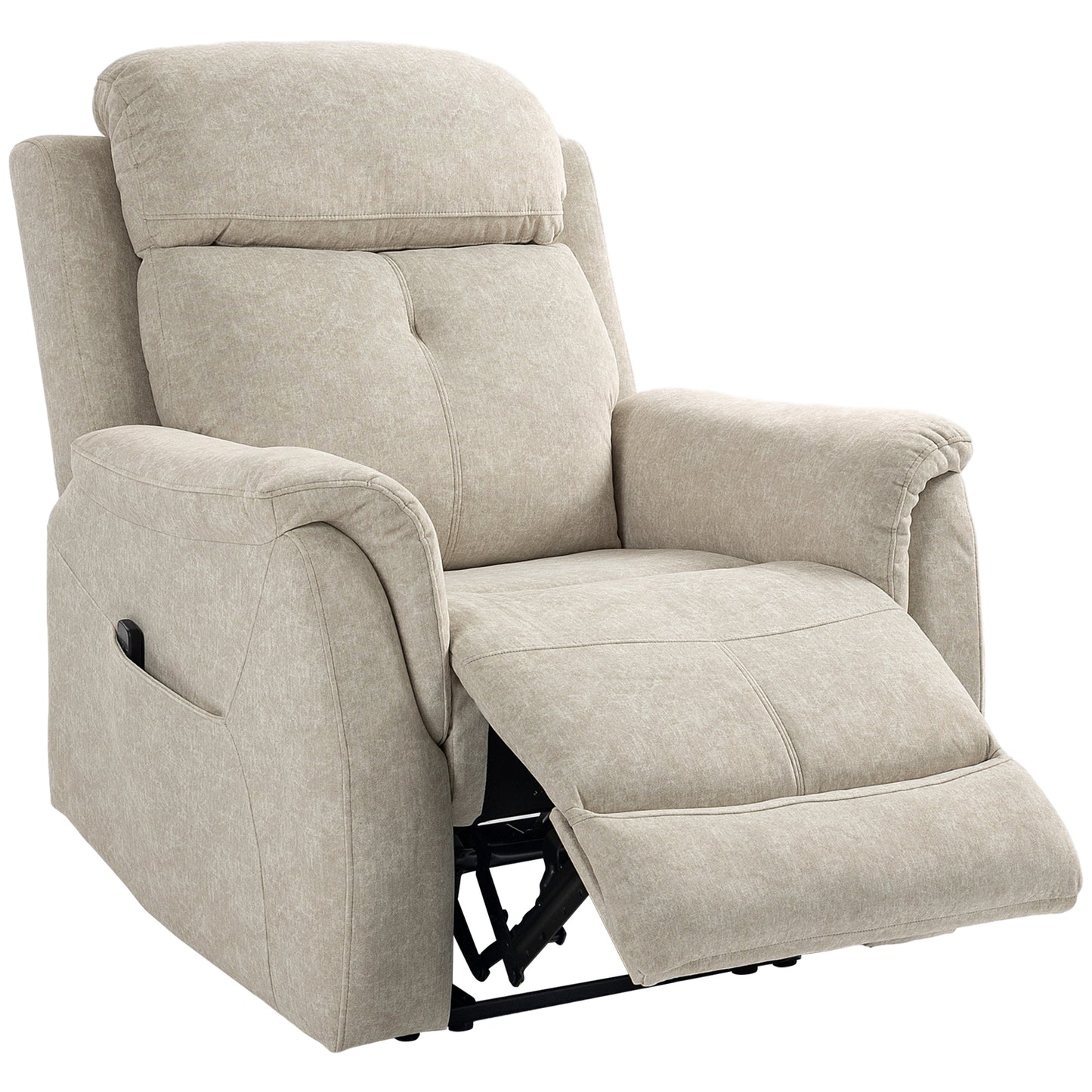 Velvet Manual Recliner Chair with Vibration Massage - Beige