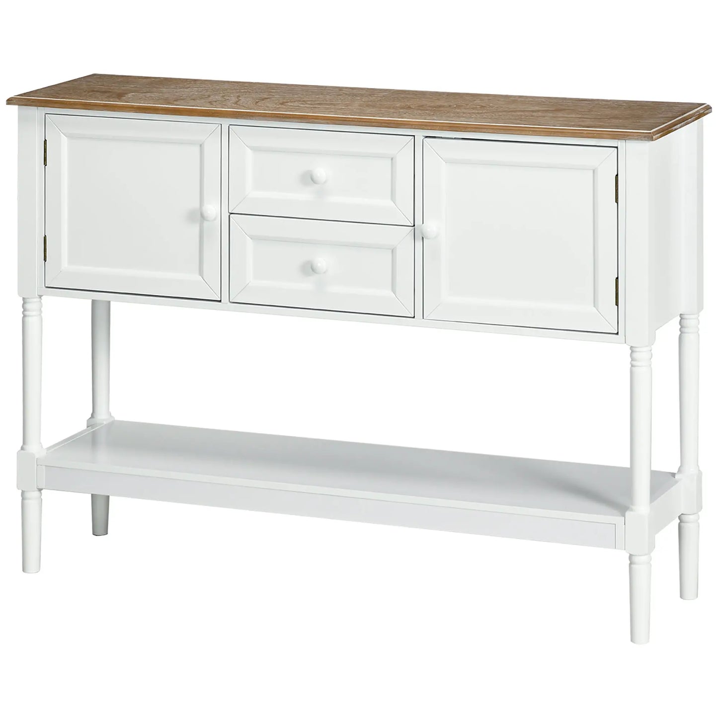 45" Vintage Console Table with Drawers and Cabinets, White