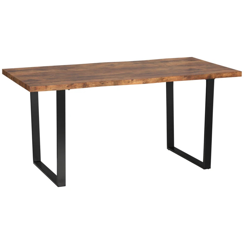 63" Industrial Dining Table with Wave Edge and Steel Legs