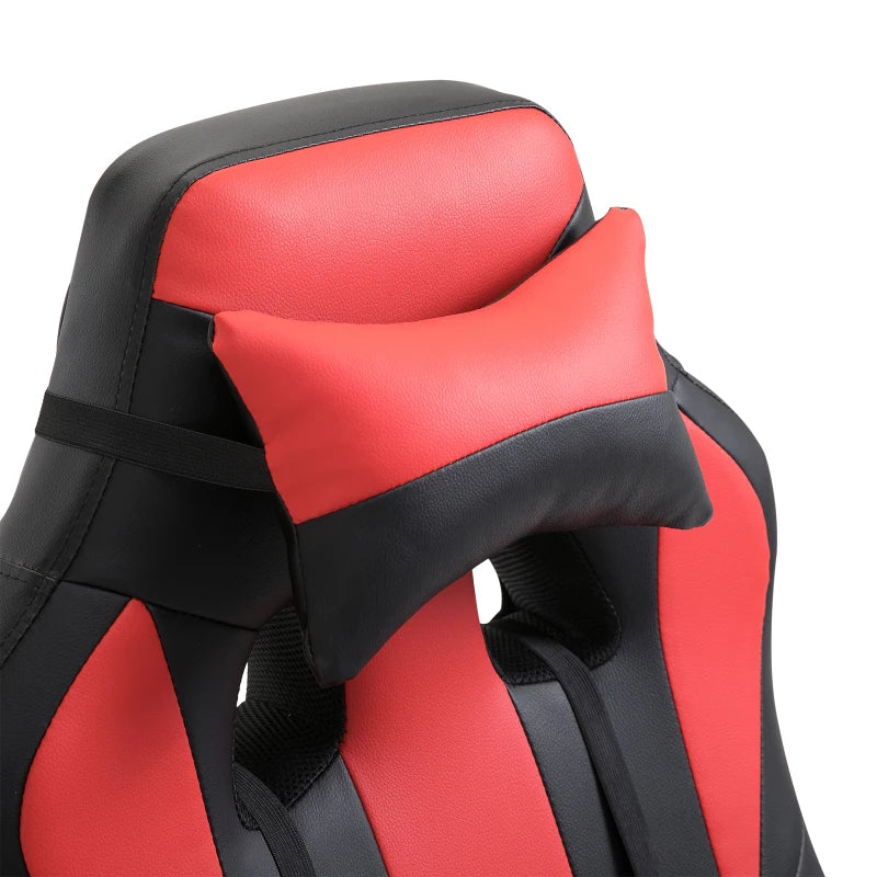 High-Back Racing Style Gaming Chair with Lumbar Support, Red and Black
