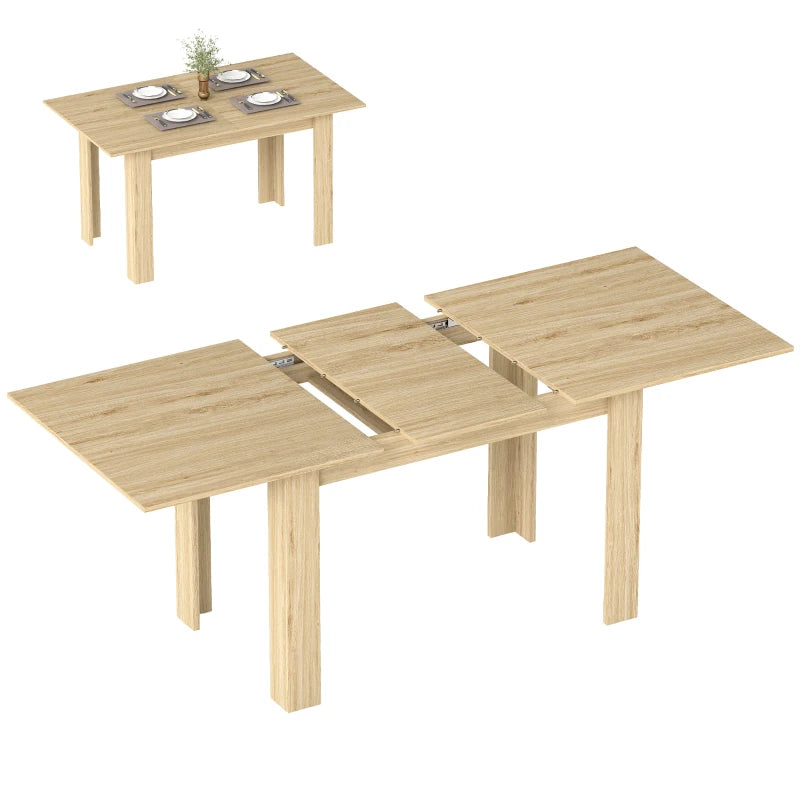 Modern Extendable Dining Table for 6-8 People - Natural Wood