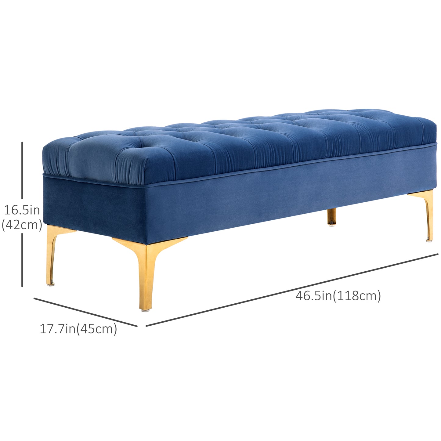Navy Blue Button-Tufted Bench – Premium Upholstered Seating
