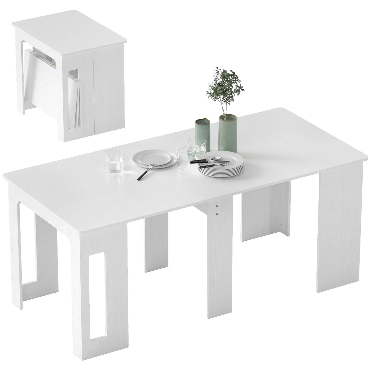 Extendable Dining Table for Small Spaces - White