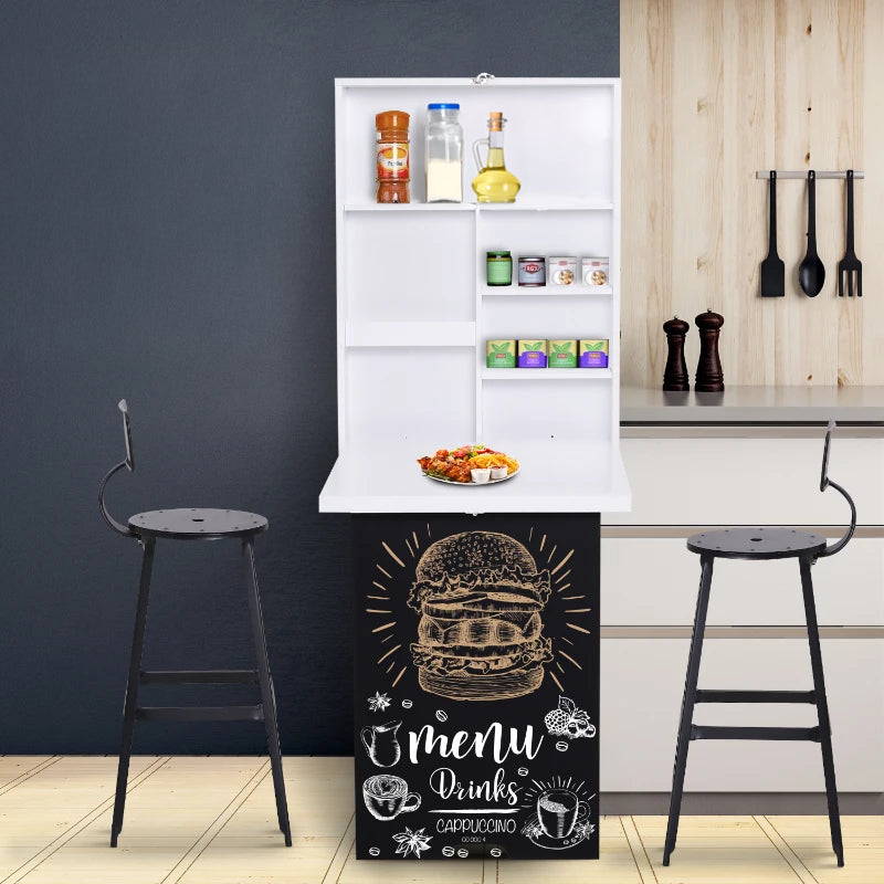 Wall Mounted Fold-Out Desk with Storage and Writing Board