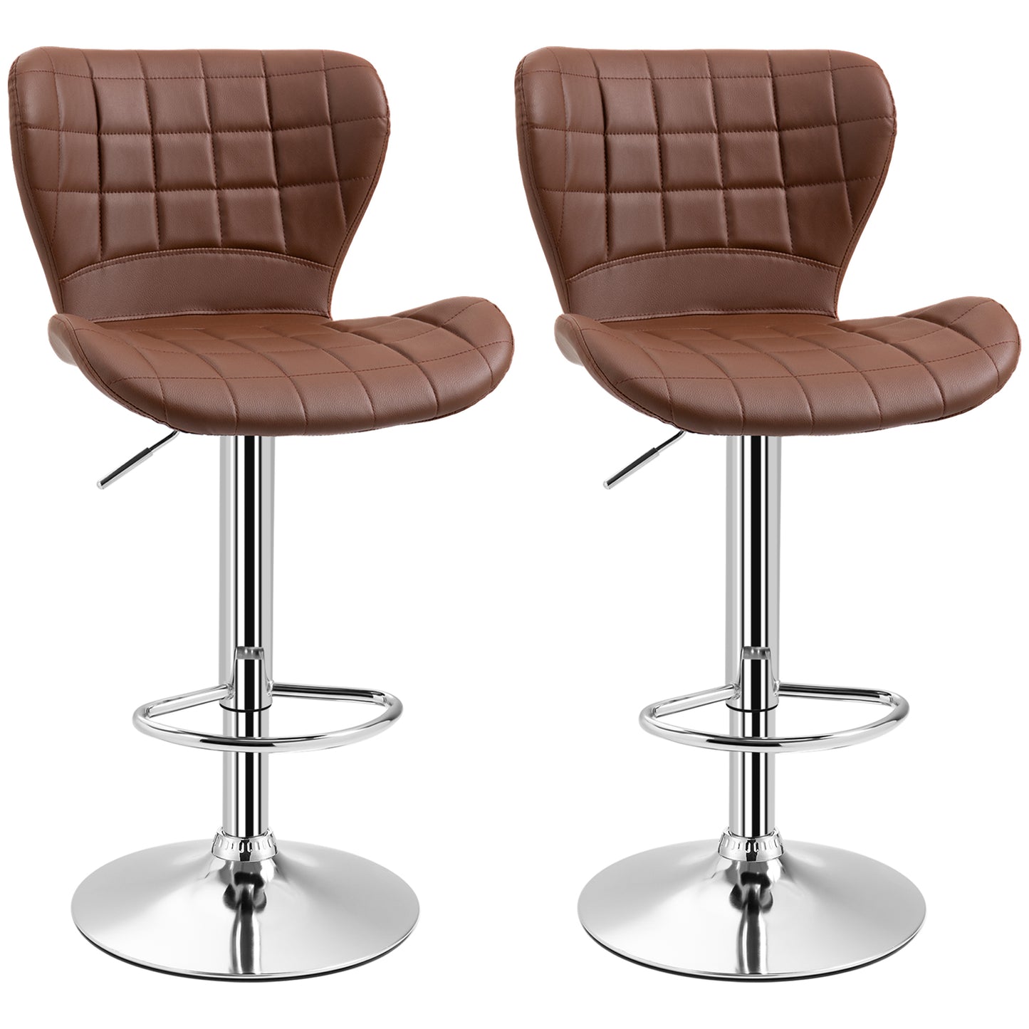 Adjustable Swivel Counter Stools with PU Leather, Brown (Set of 2)