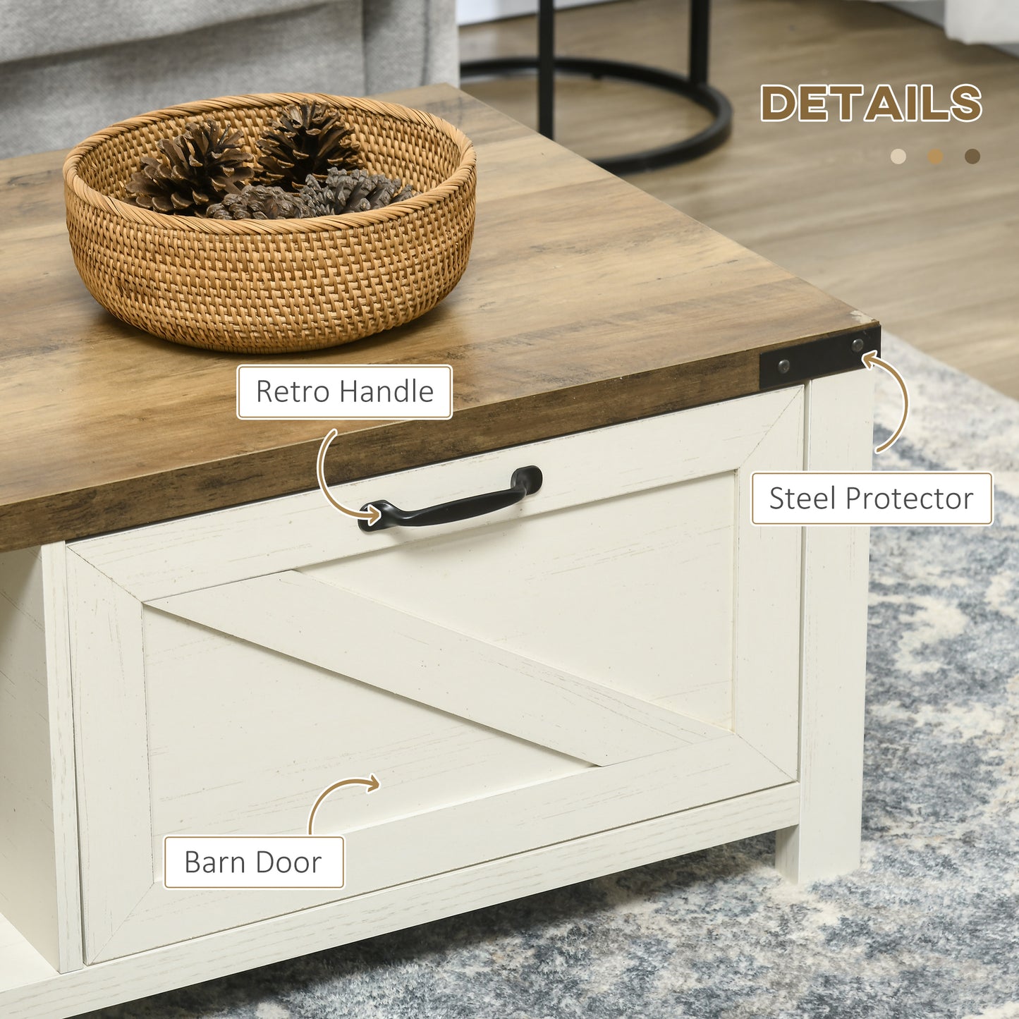 Coffee Table with Drawer and Storage Shelf, Brown