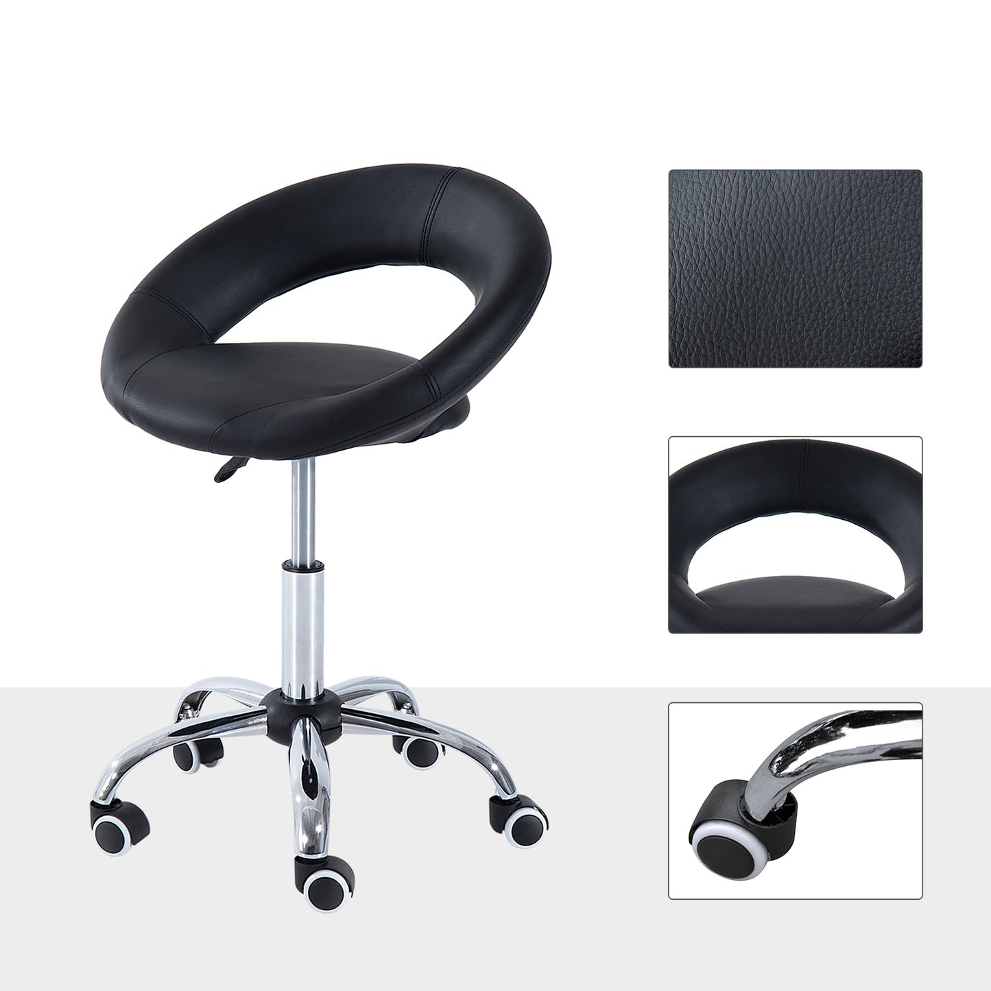 Adjustable Hydraulic Moon Salon Stool with Swivel and Wheels