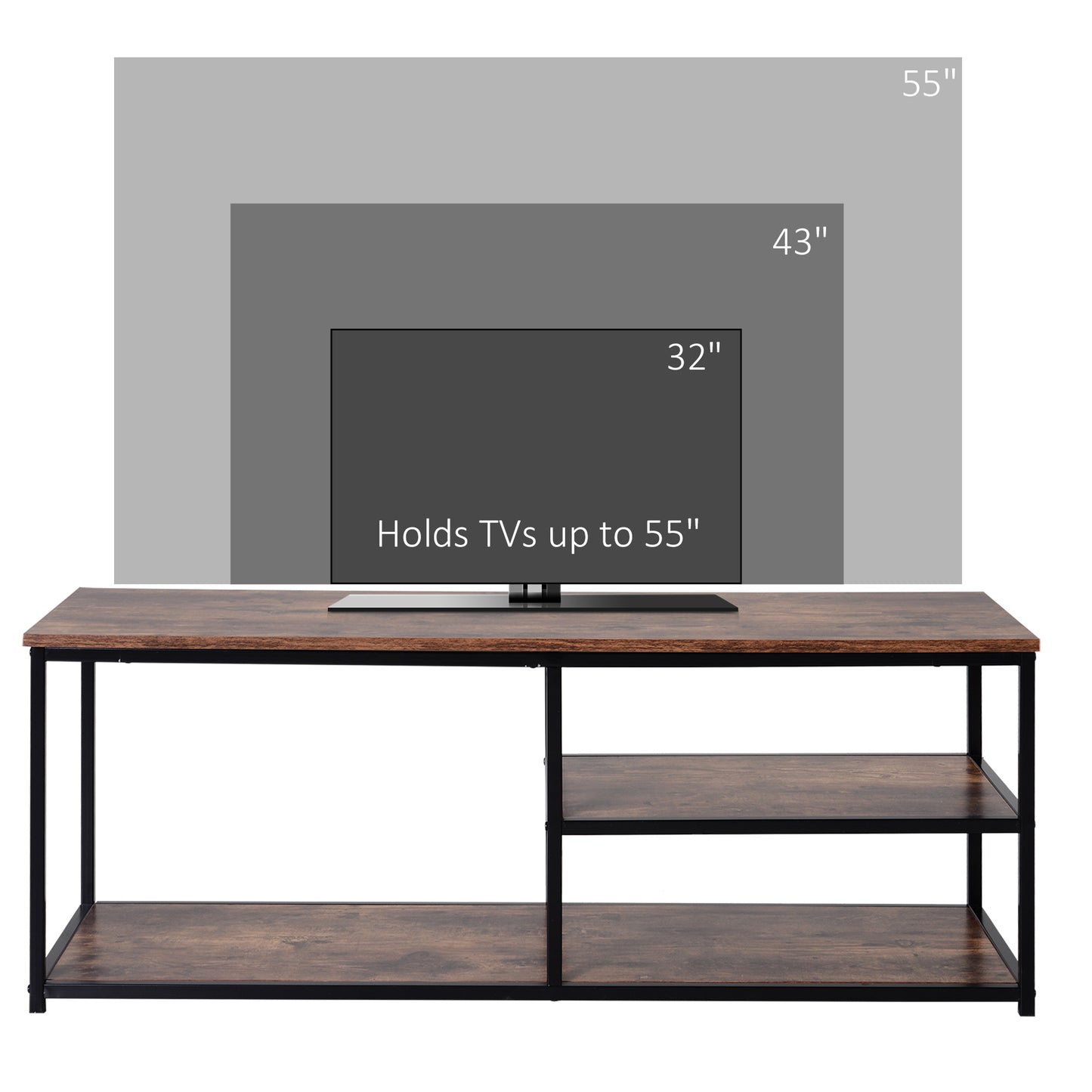 Industrial TV Stand with Metal Frame and Storage Cabinet