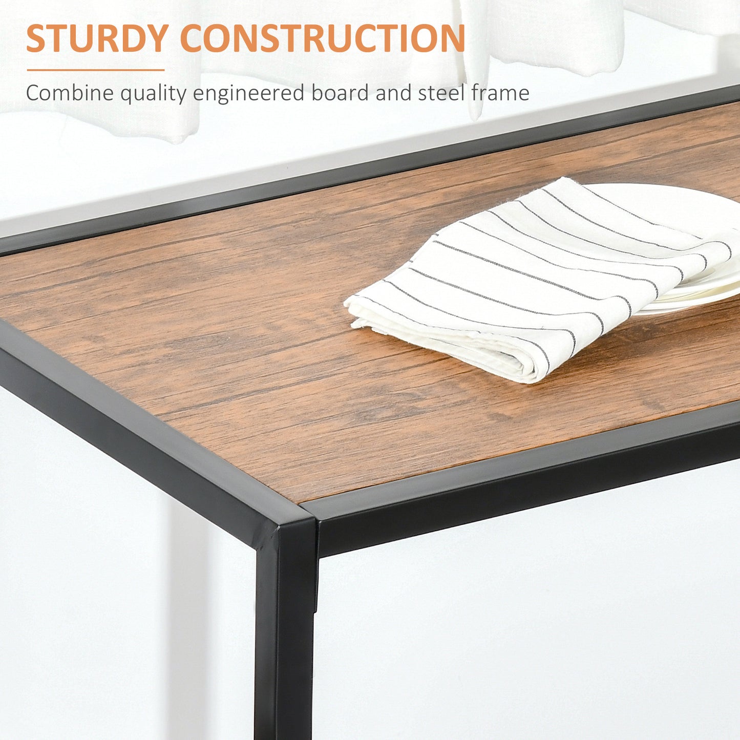 2-Person Industrial Dining Table Set for Small Spaces - Rustic Brown