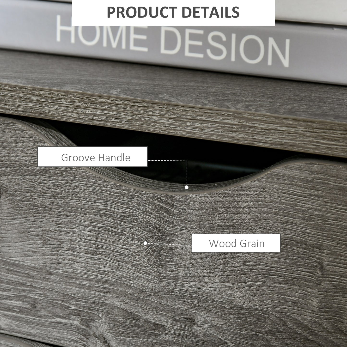 Industrial Style Nightstand with 2 Drawers and Storage Shelf, Gray