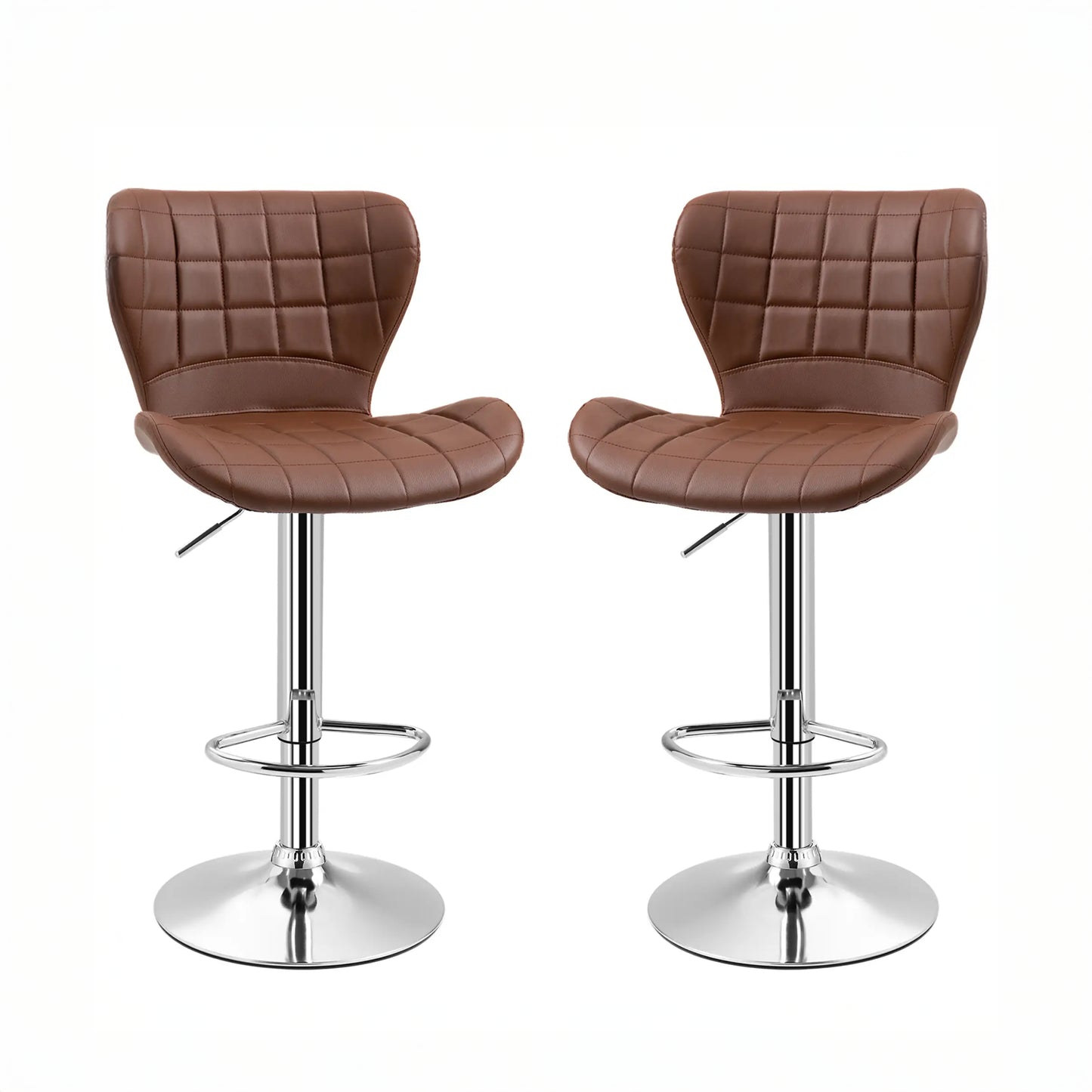 Adjustable Swivel Counter Stools with PU Leather, Brown (Set of 2)