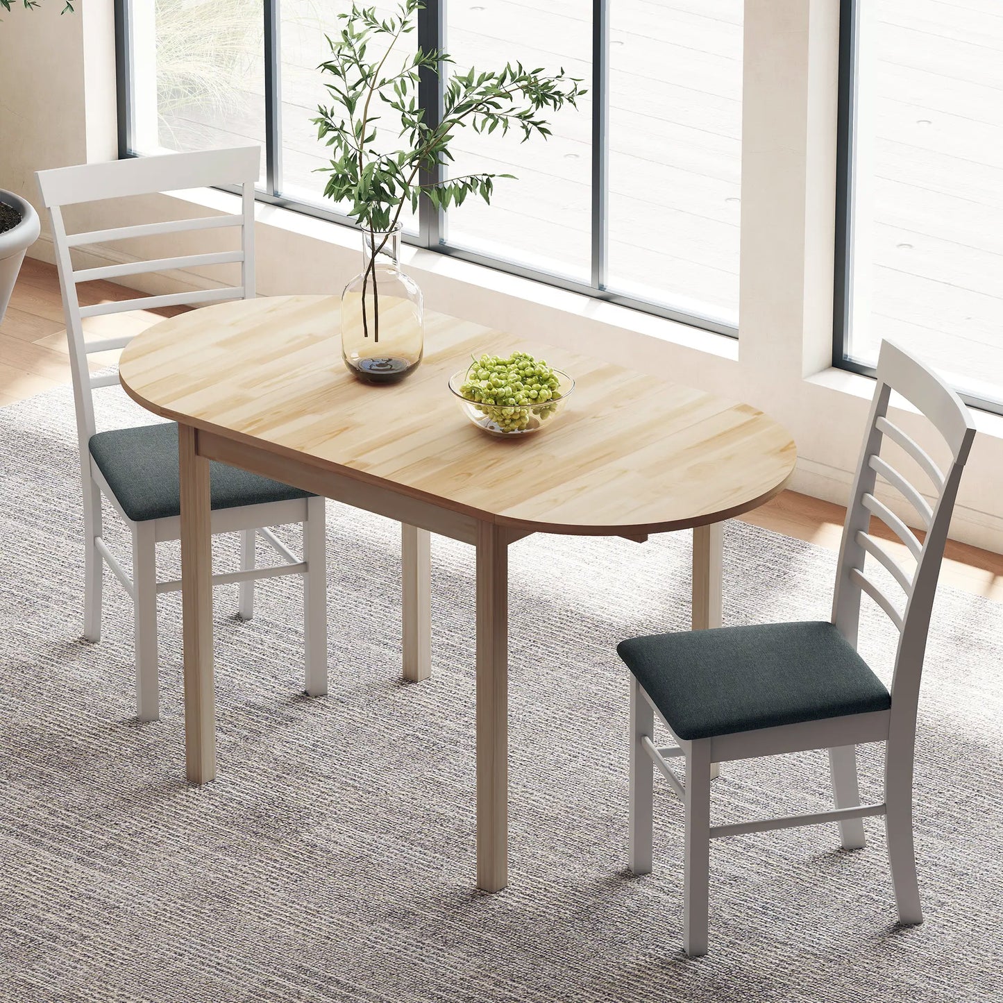 Solid Wood Drop Leaf Dining Table - Natural