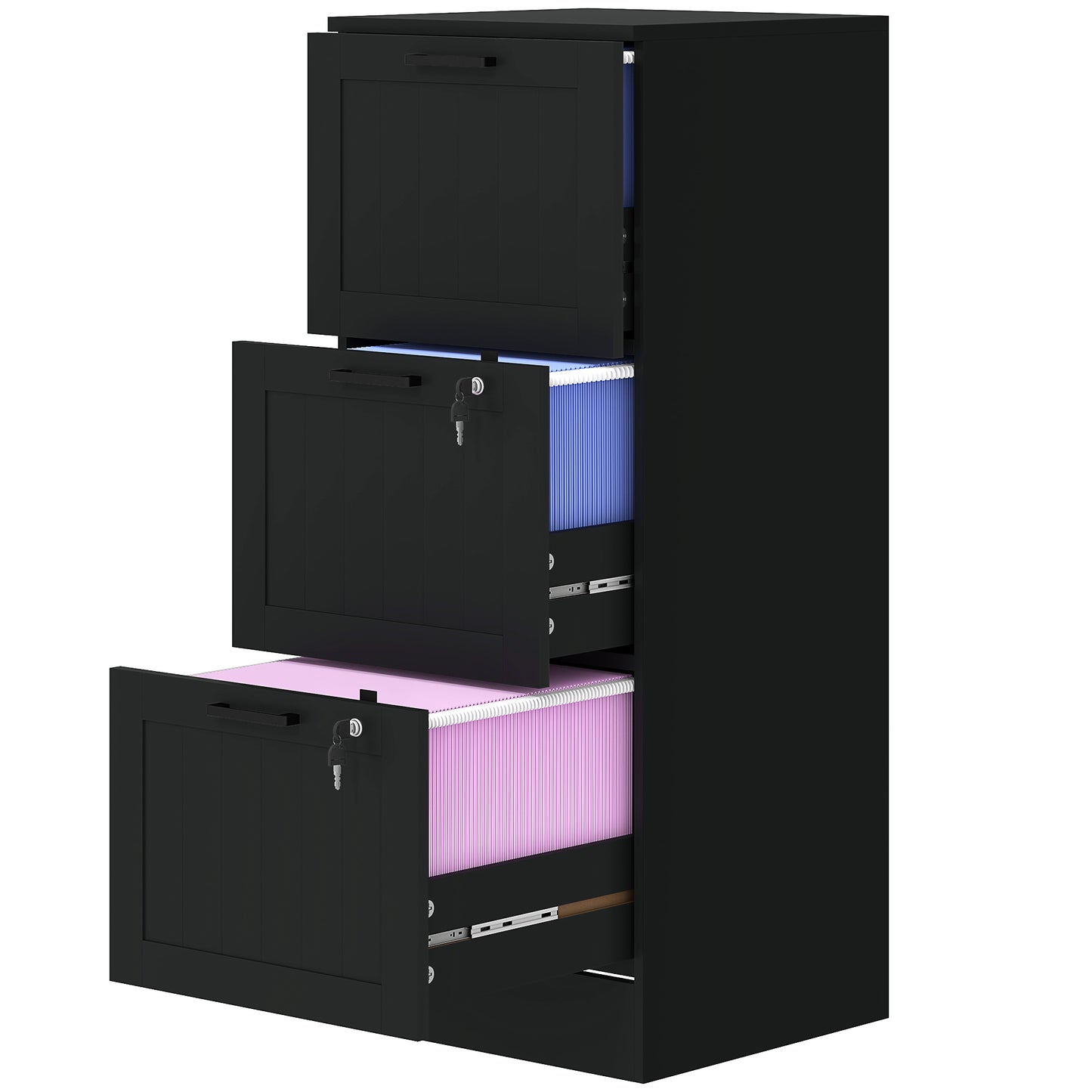 3-Drawer Locking File Cabinet with Adjustable Hanging Bars