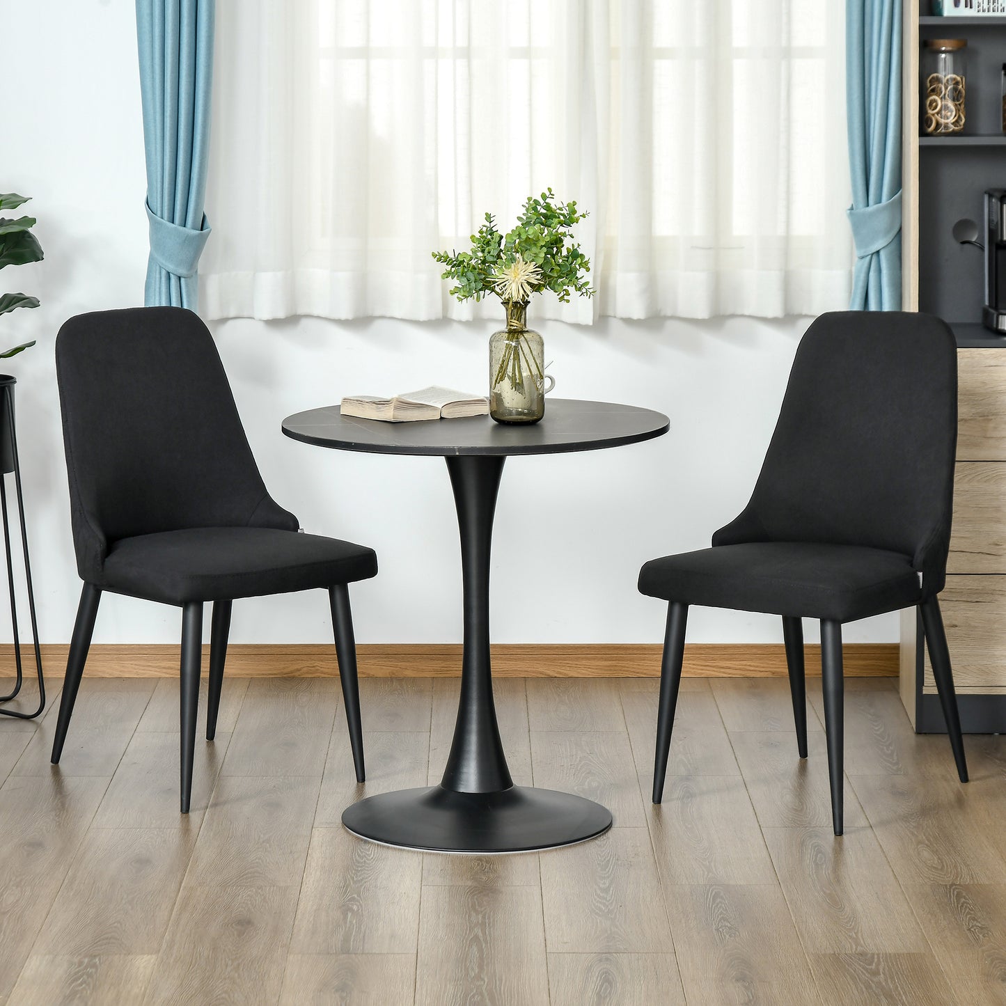 Modern Fabric Dining Chairs with Diamond Tufting - Black (Set of 2)