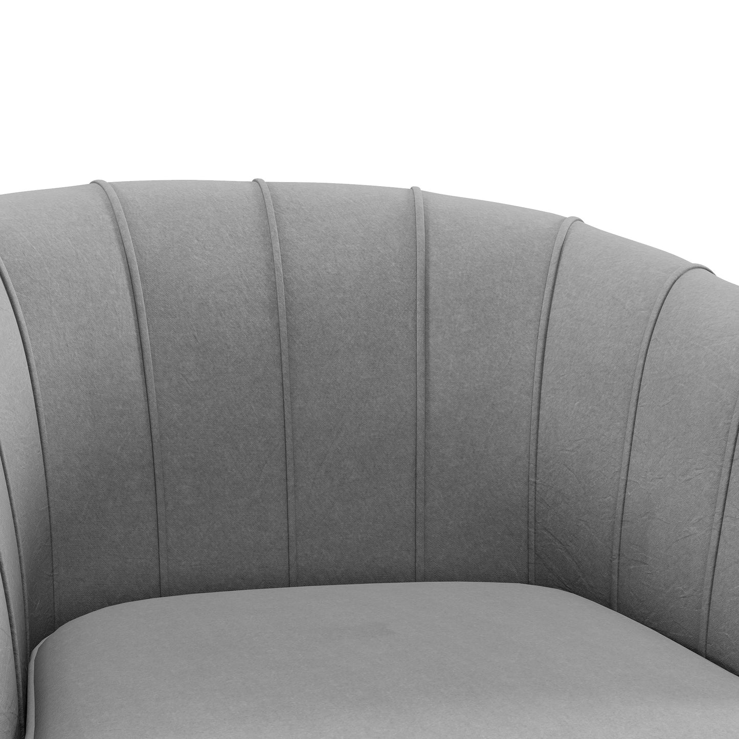 Channel-Tufted Tub Armchair with Velvet Upholstery and Gold Legs, Grey