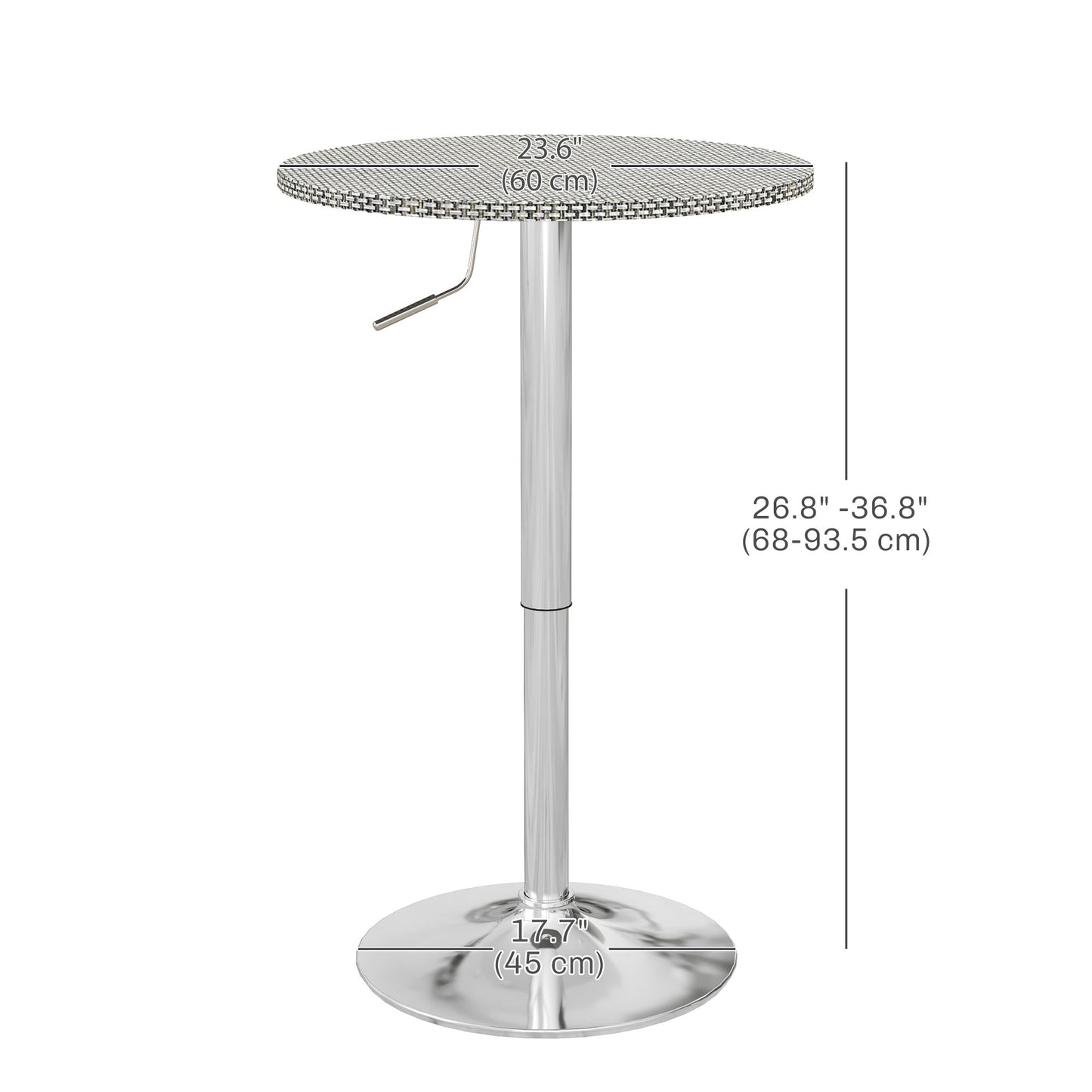 Adjustable Height Bar Table with PE Rattan Top - Gray