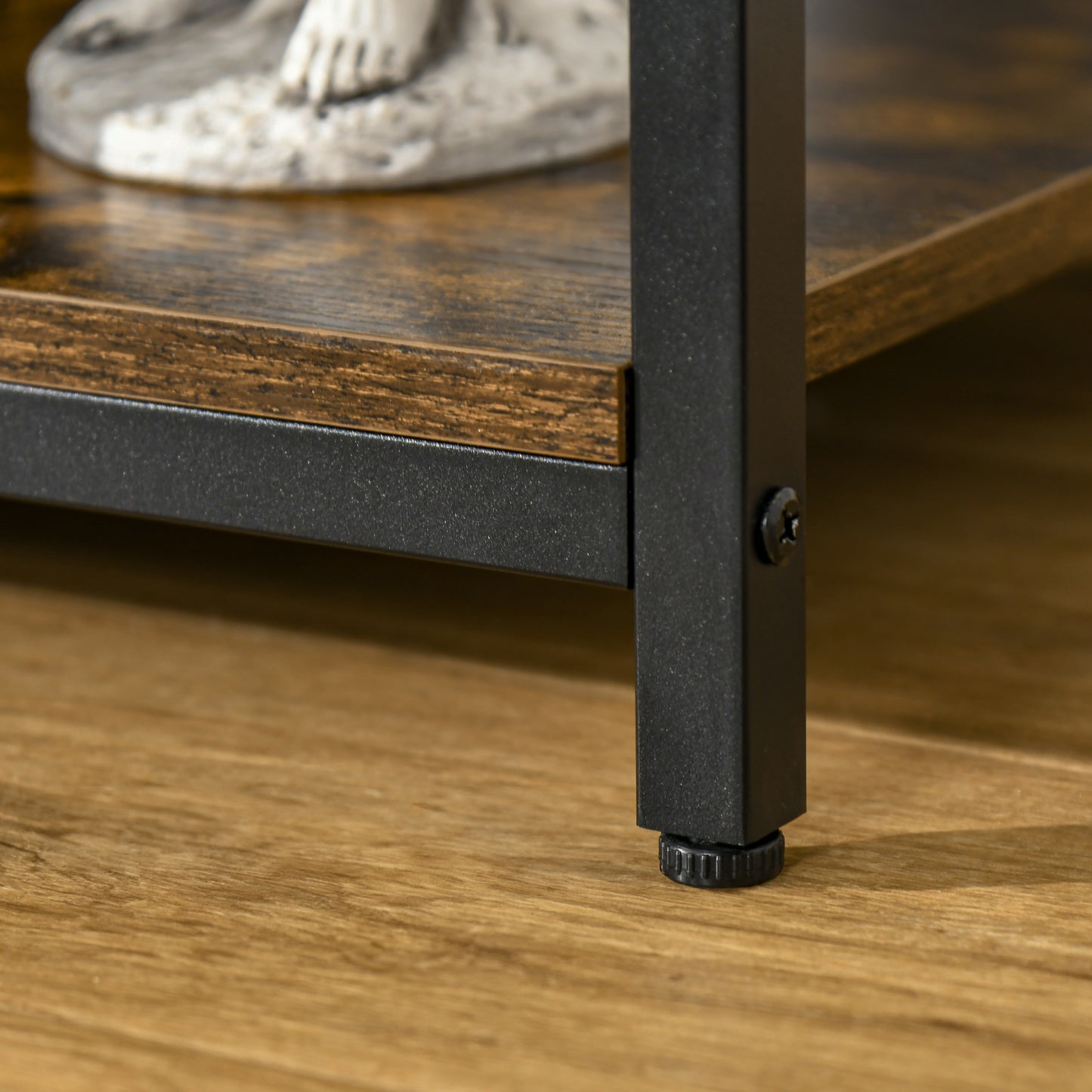 Rustic Brown TV Stand for 55" TVs with Open Storage