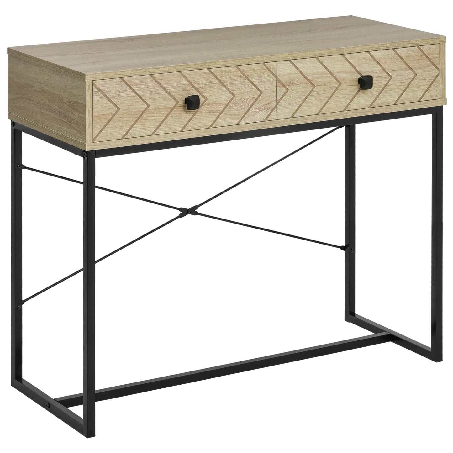36" Industrial Console Table with 2 Storage Drawers