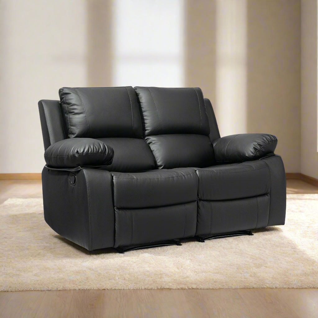 Manual Reclining Loveseat with Dual Footrests - Black
