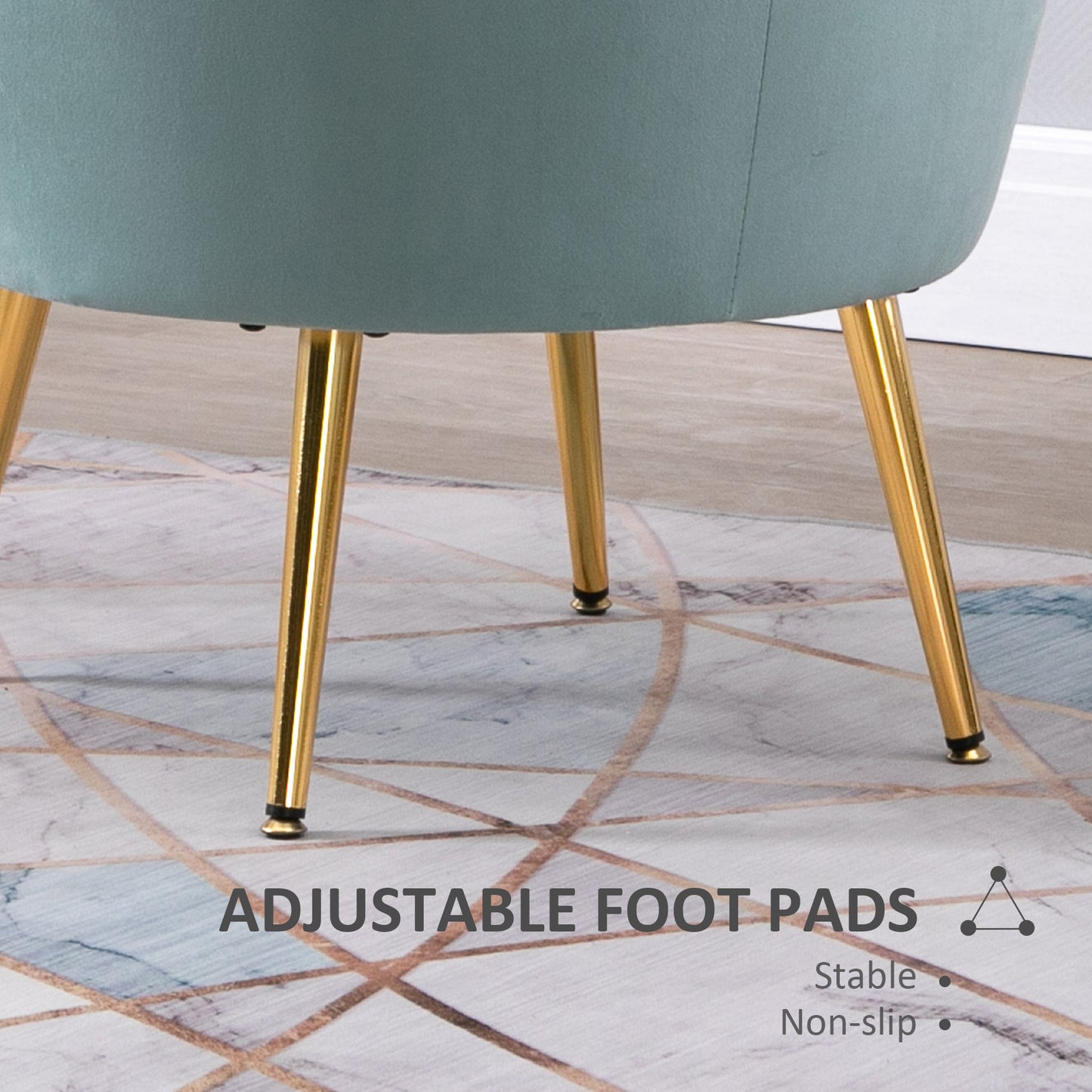 Modern Velvet Accent Chair with Lotus Backrest and Gold Legs, Green