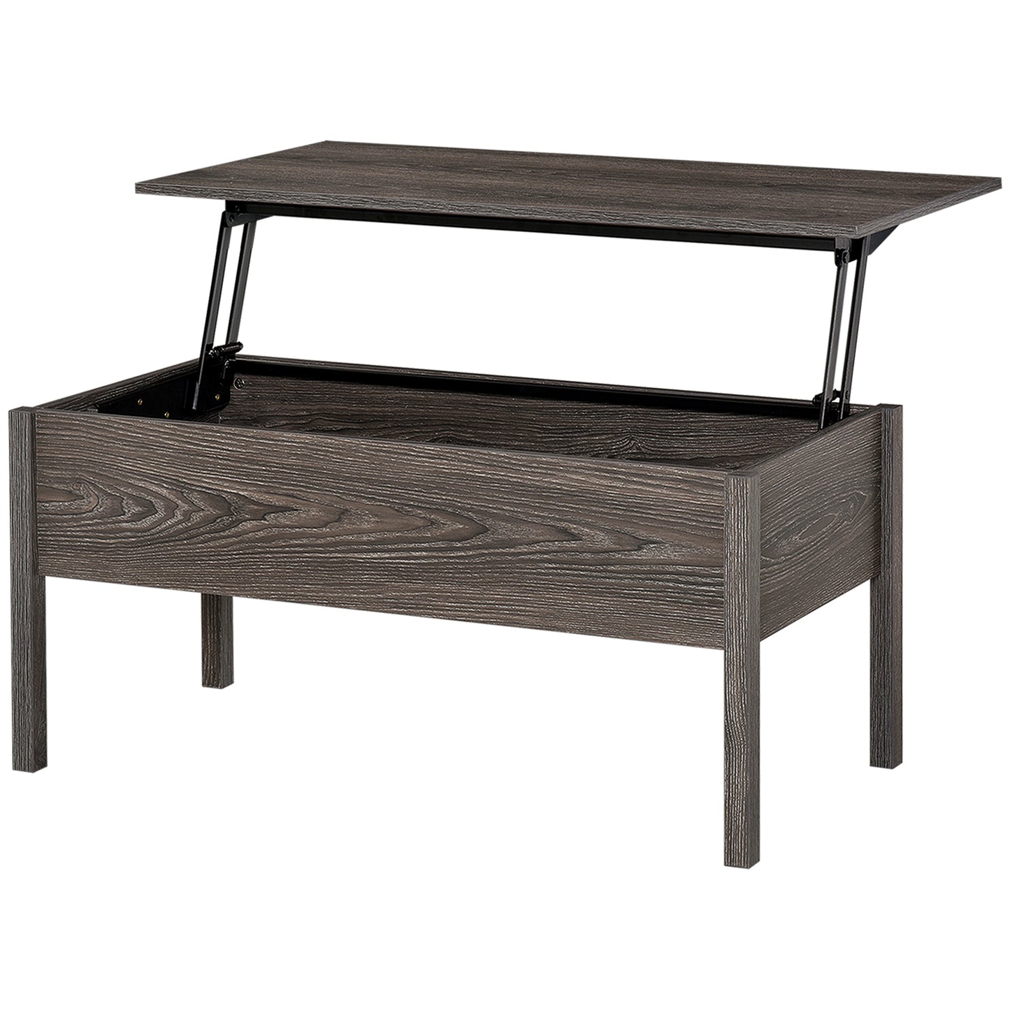 39" Lift Top Coffee Table with Hidden Storage, Gray