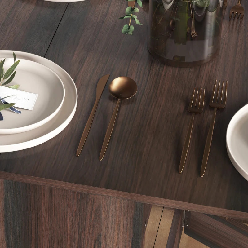 Oval Drop Leaf Dining Table with Space-Saving Design for Up to 6 People, Distressed Brown