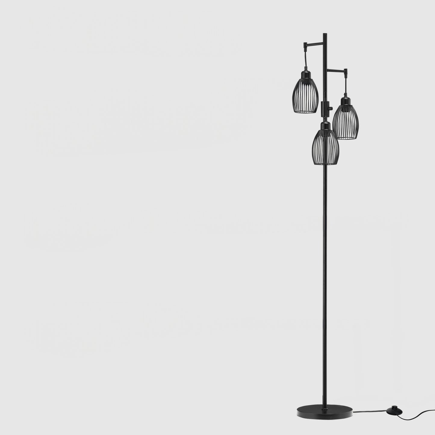 Industrial 3-Shade Dimmable Floor Lamp - Black