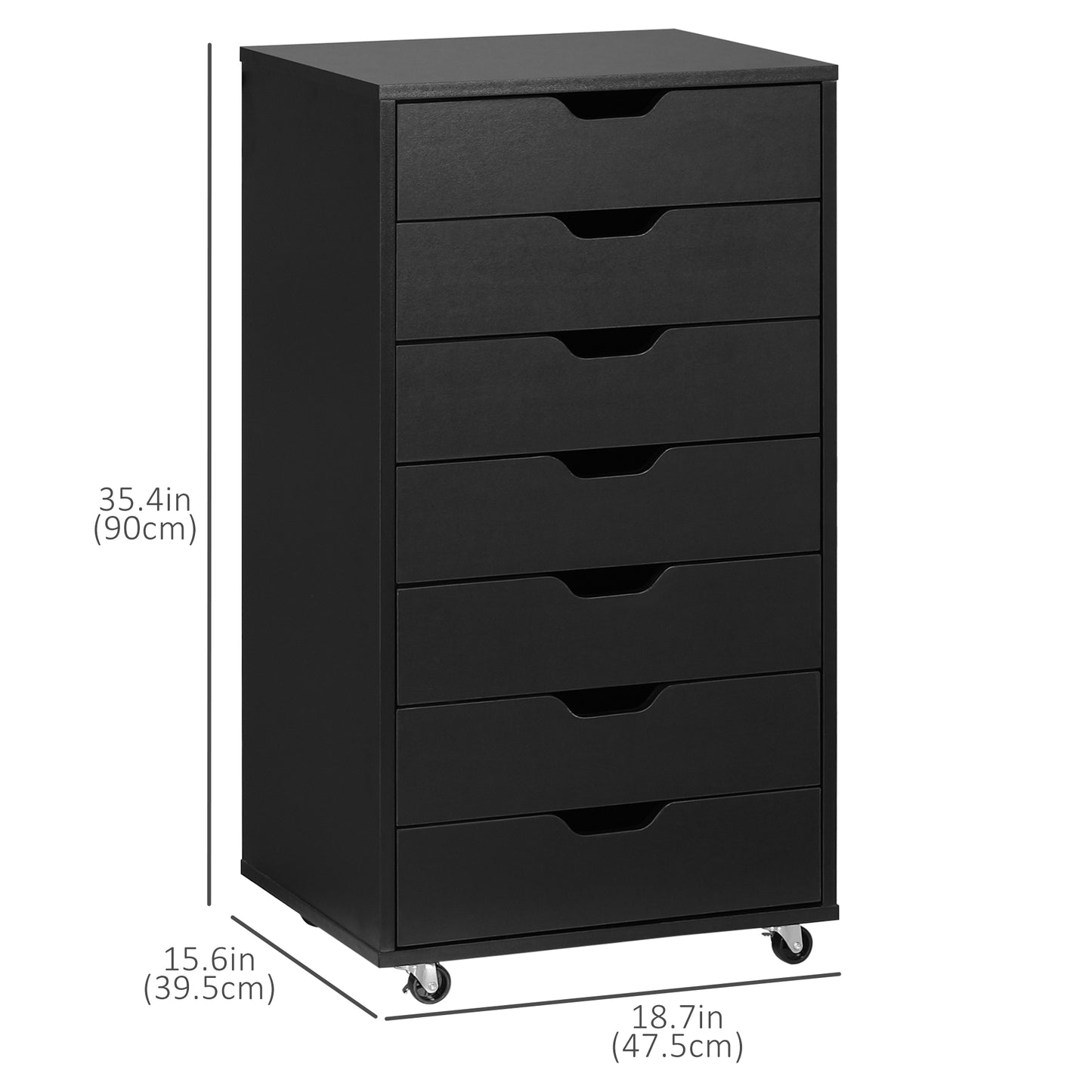 7-Drawer Mobile Storage Cabinet for Home Office - Black