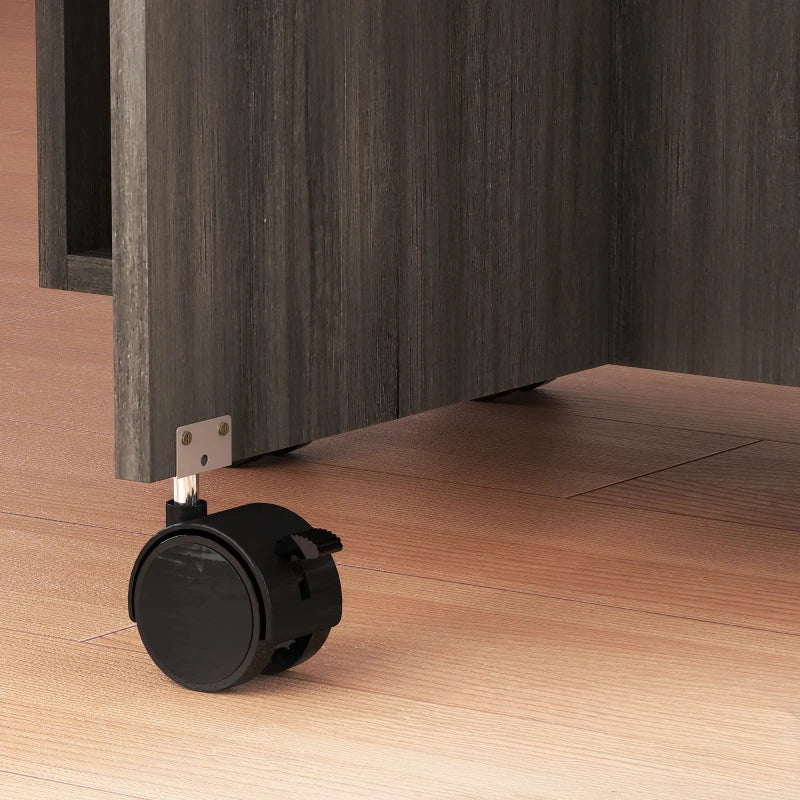 Rolling Dining Table with Storage Drawers and Cabinet - Gray