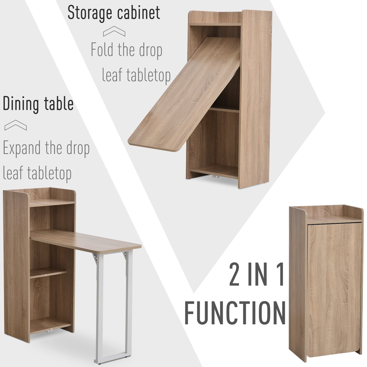 2-in-1 Folding Table with 4-Tier Storage Cabinet