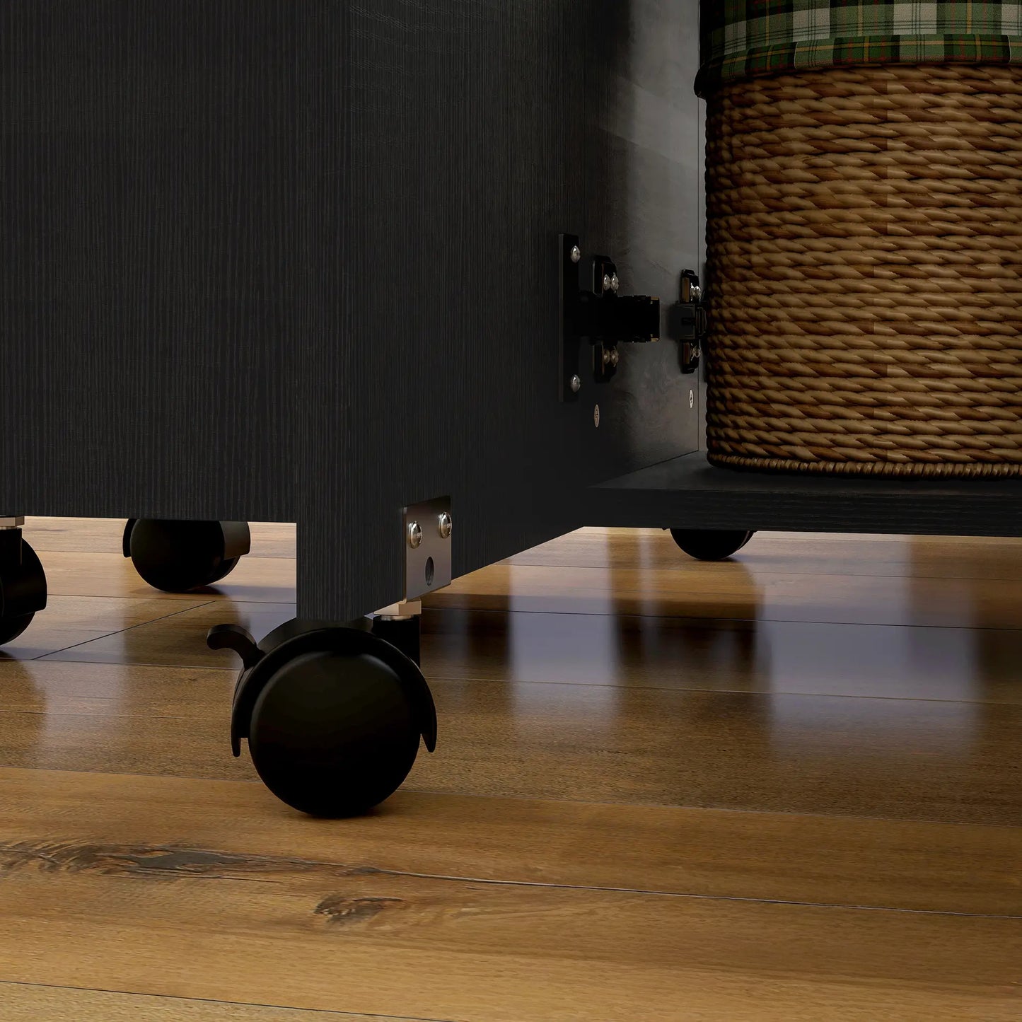 Drop Leaf Dining Table with Drawers and Cabinet - Black