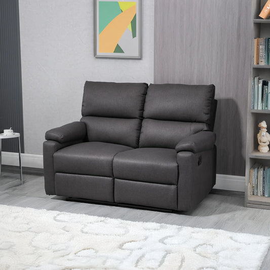 Manual Reclining Loveseat with Footrest, Dark Grey