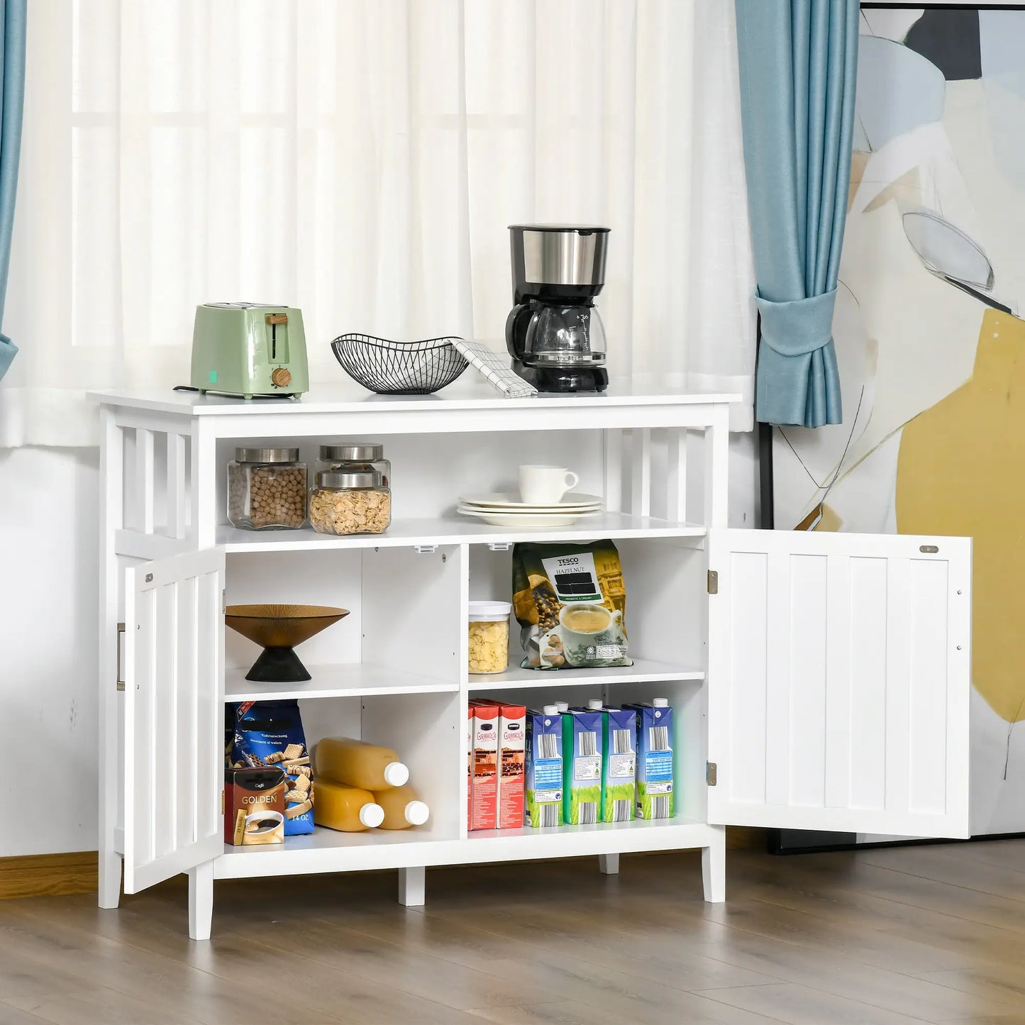 42" Storage Cabinet with 2 Doors and Adjustable Shelving, White