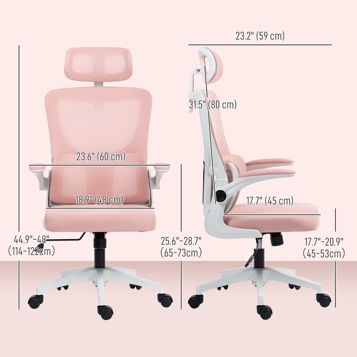 Ergonomic Mesh Office Chair - Pink