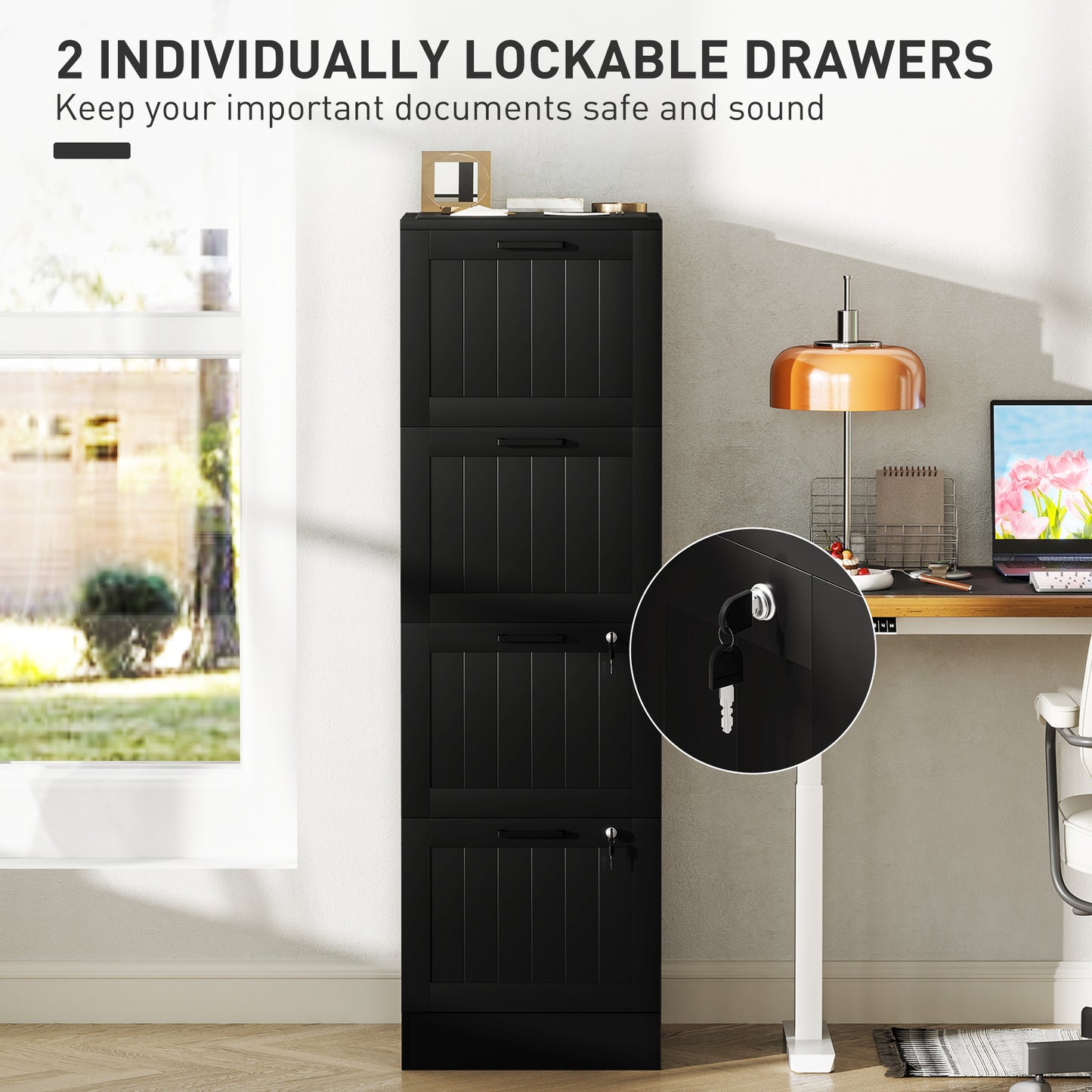 4-Drawer Locking File Cabinet with Adjustable Hanging Bars