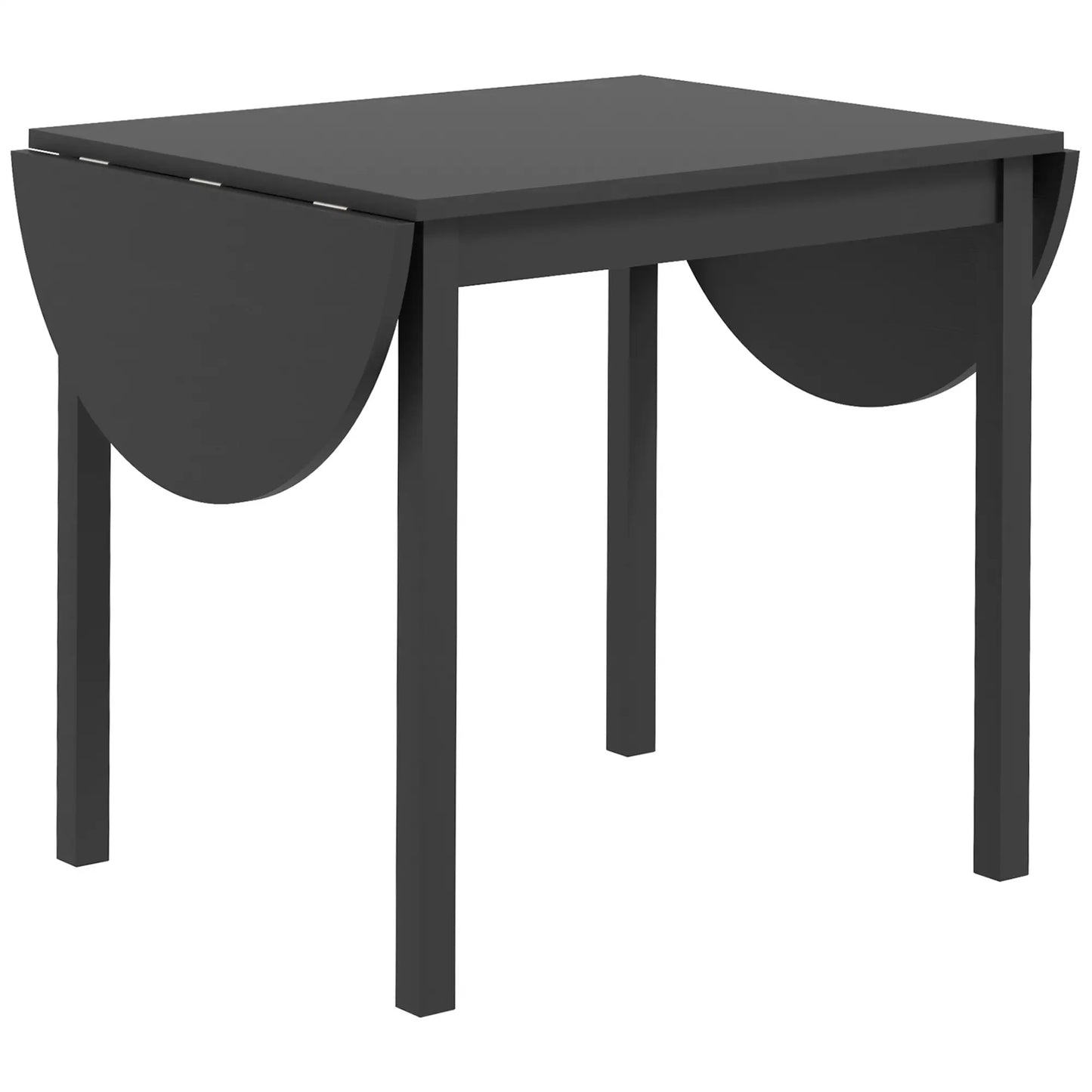 Solid Wood Drop Leaf Dining Table for Small Spaces - Black