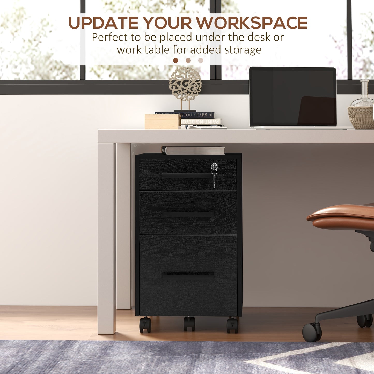 Under Desk Locking File Cabinet on Wheels
