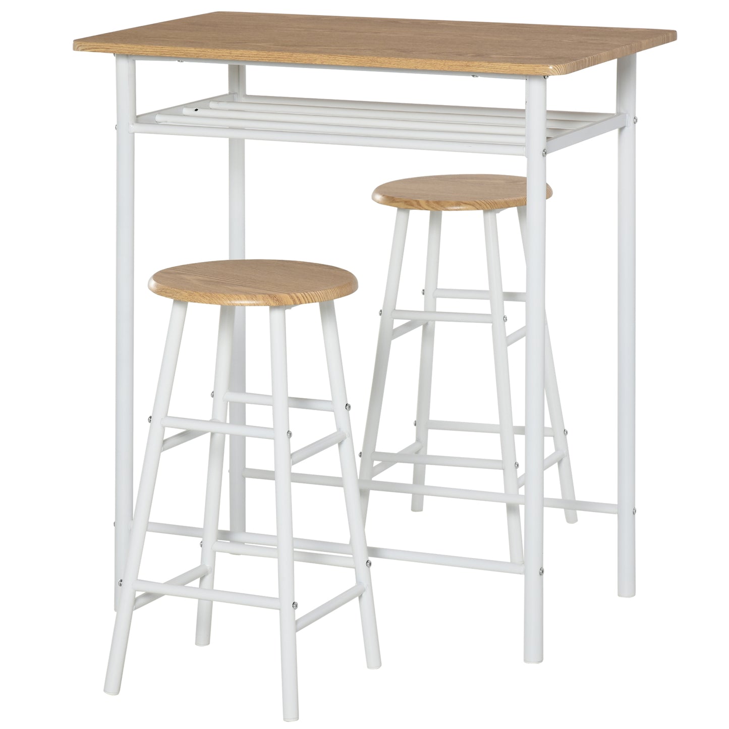 3-Piece Counter Height Dining Set with Storage - White Oak