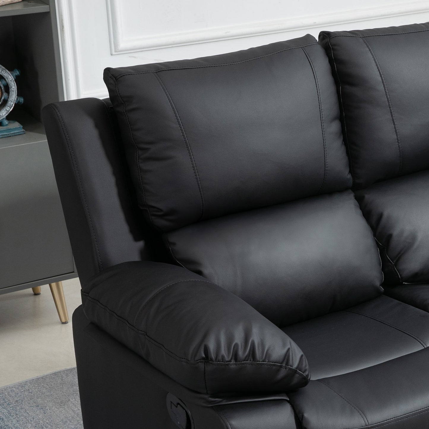 Manual Reclining Loveseat with Dual Footrests - Black