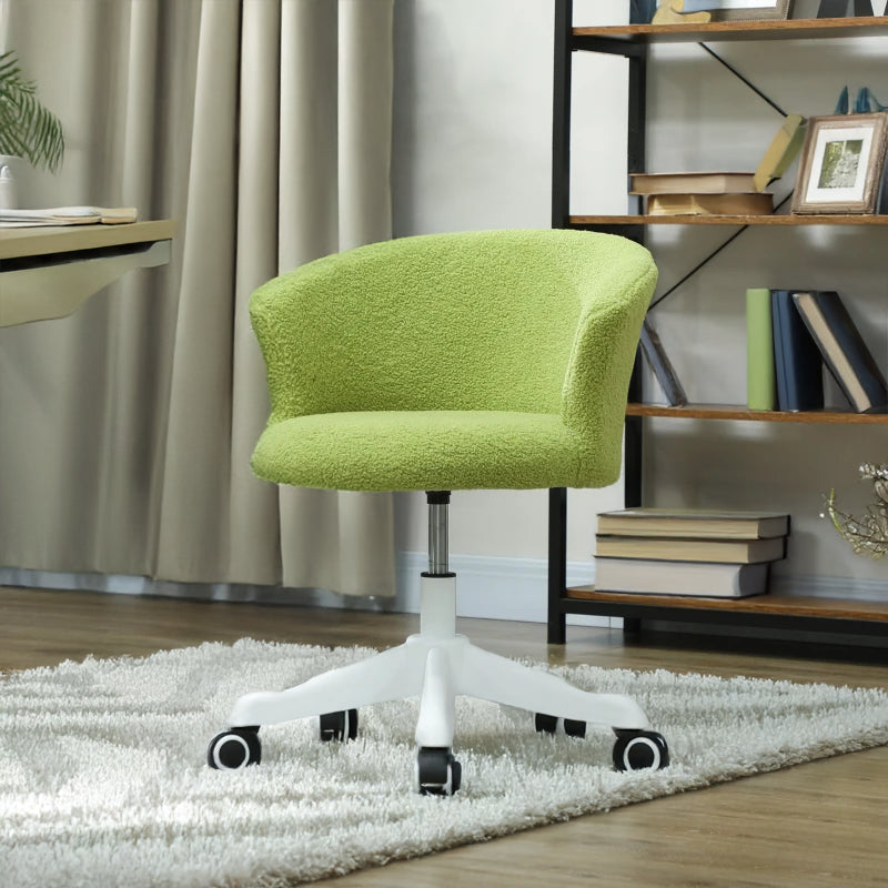 Adjustable Height Swivel Office Chair with Teddy Fleece Upholstery, Light Green