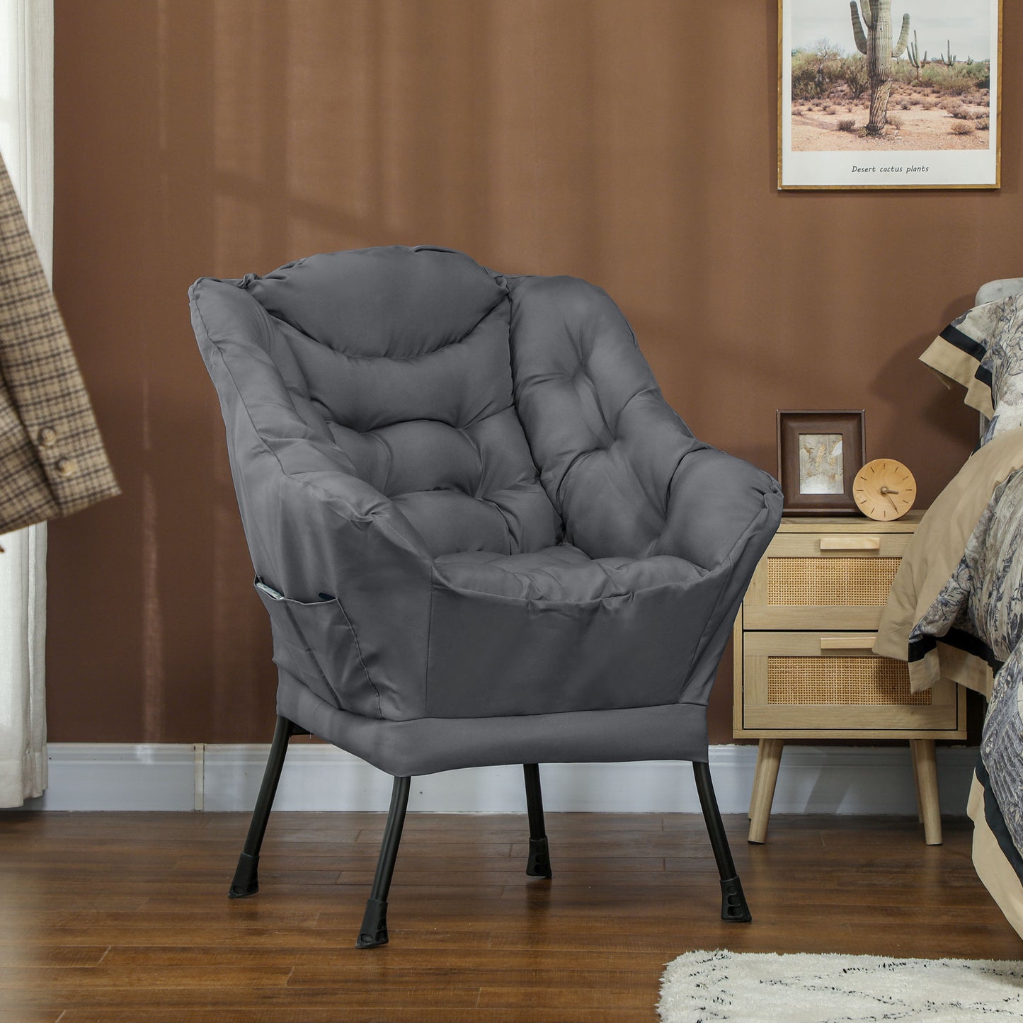 Modern Accent Chair with Storage Pockets - Gray