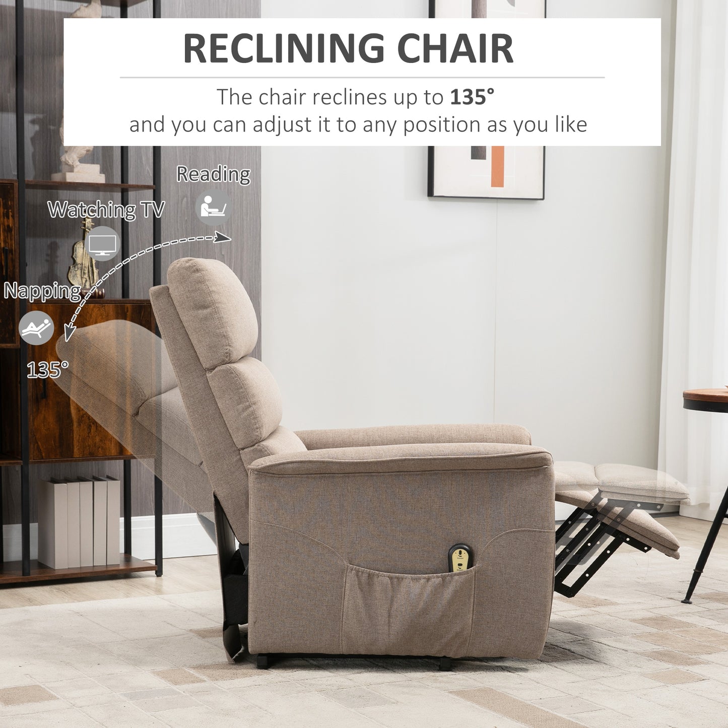 Power Lift Recliner Chair with Remote Control, Brown