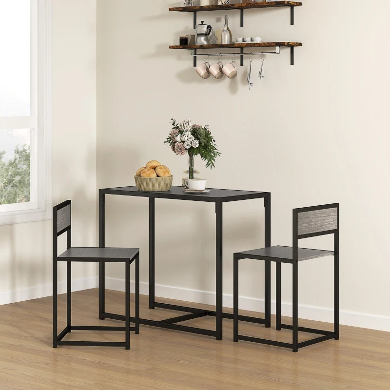 Industrial Dining Table Set for 2 - Gray