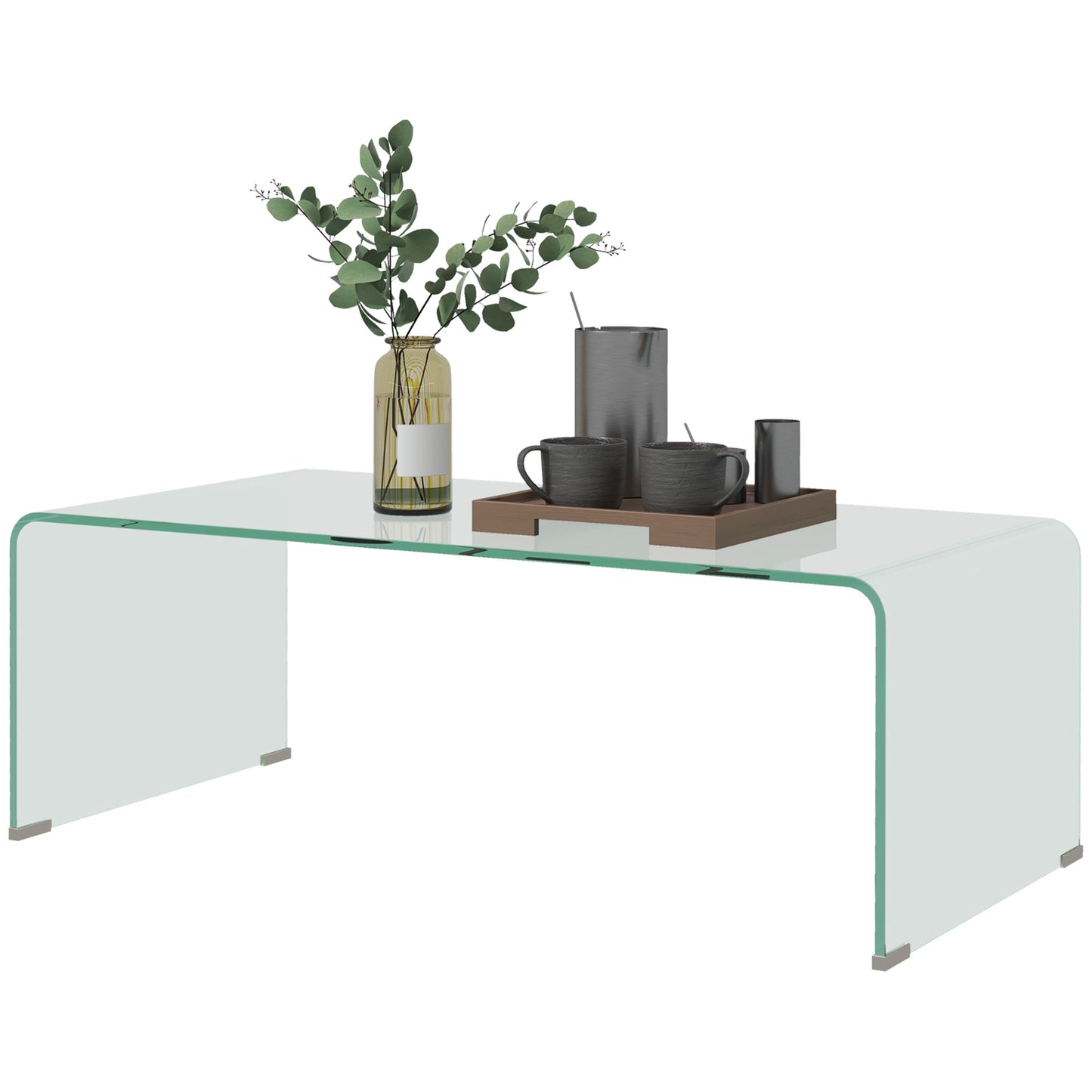 Modern One-Piece Molded Glass Coffee Table - Clear