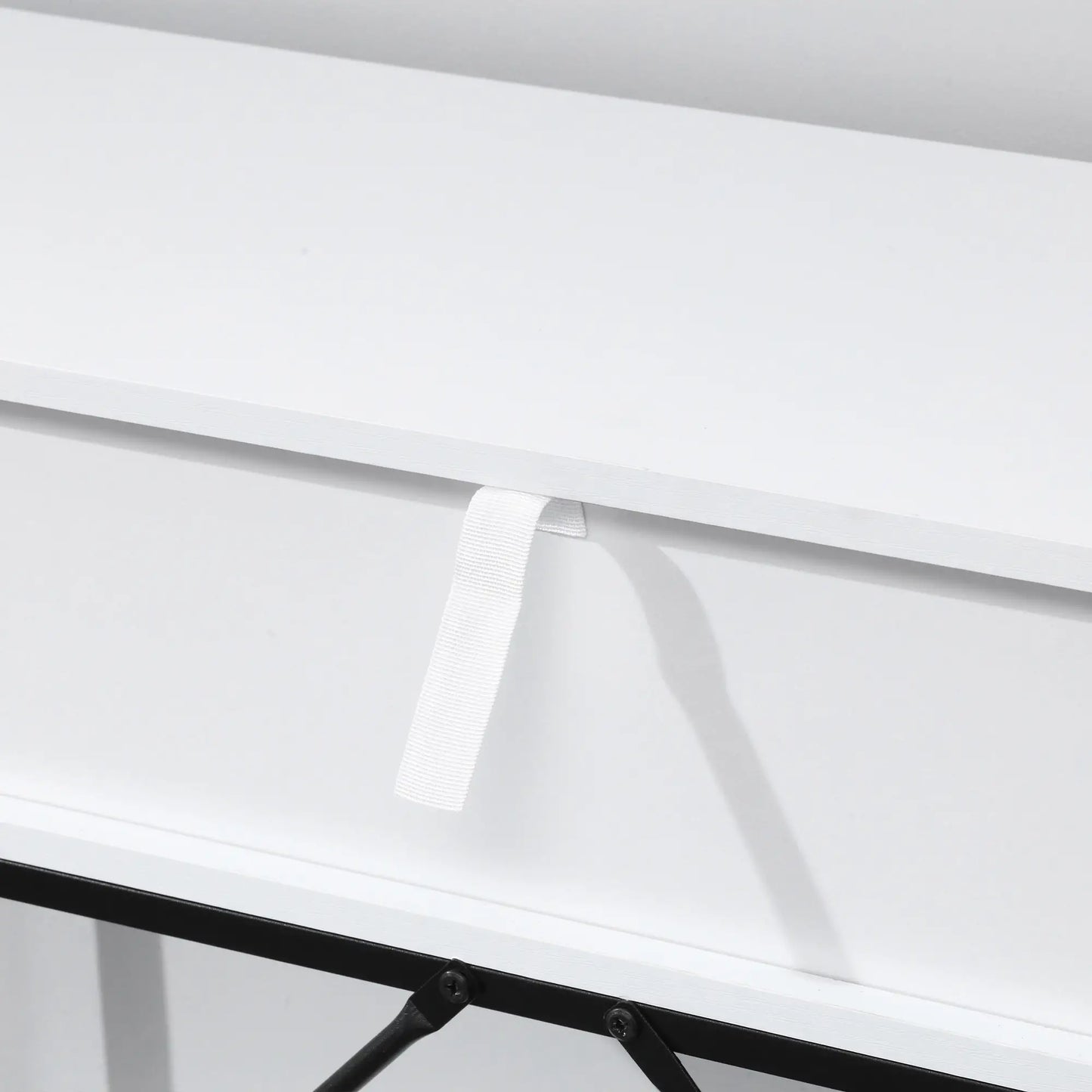 39" Modern Console Table with Herringbone Pattern Drawers, White