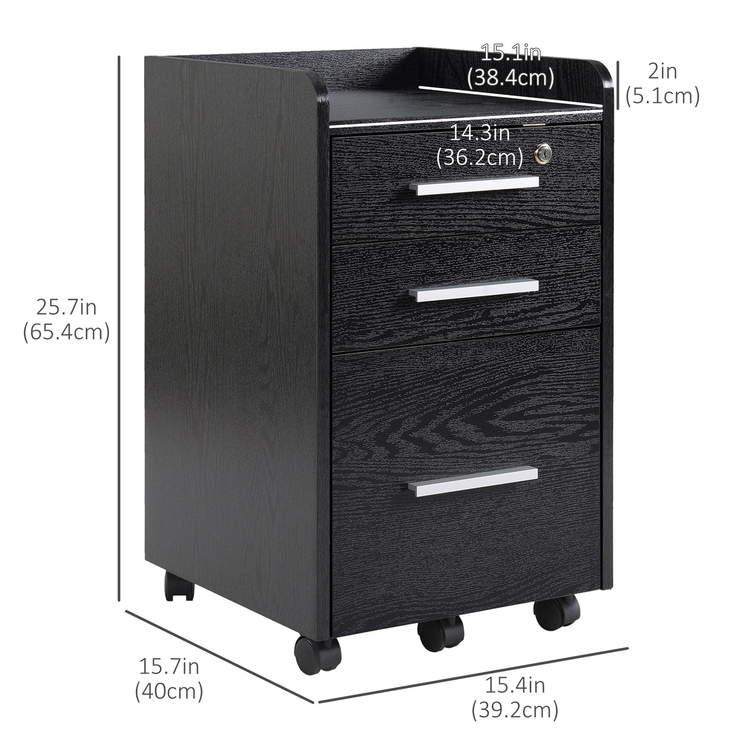 Mobile Under Desk File Cabinet with Lock and Wheels