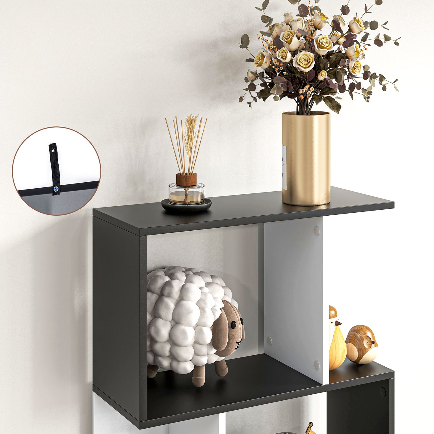 Modern 5-Tier S-Shaped Display Bookcase, Black