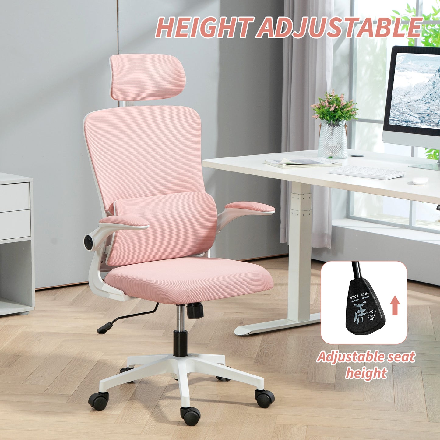 Ergonomic Mesh Office Chair - Pink