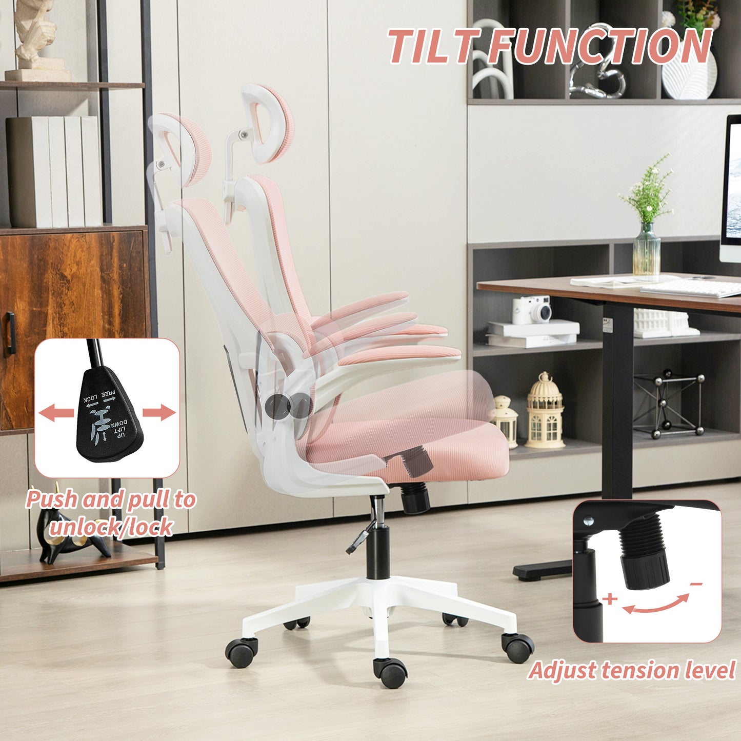 Ergonomic Mesh Office Chair - Pink