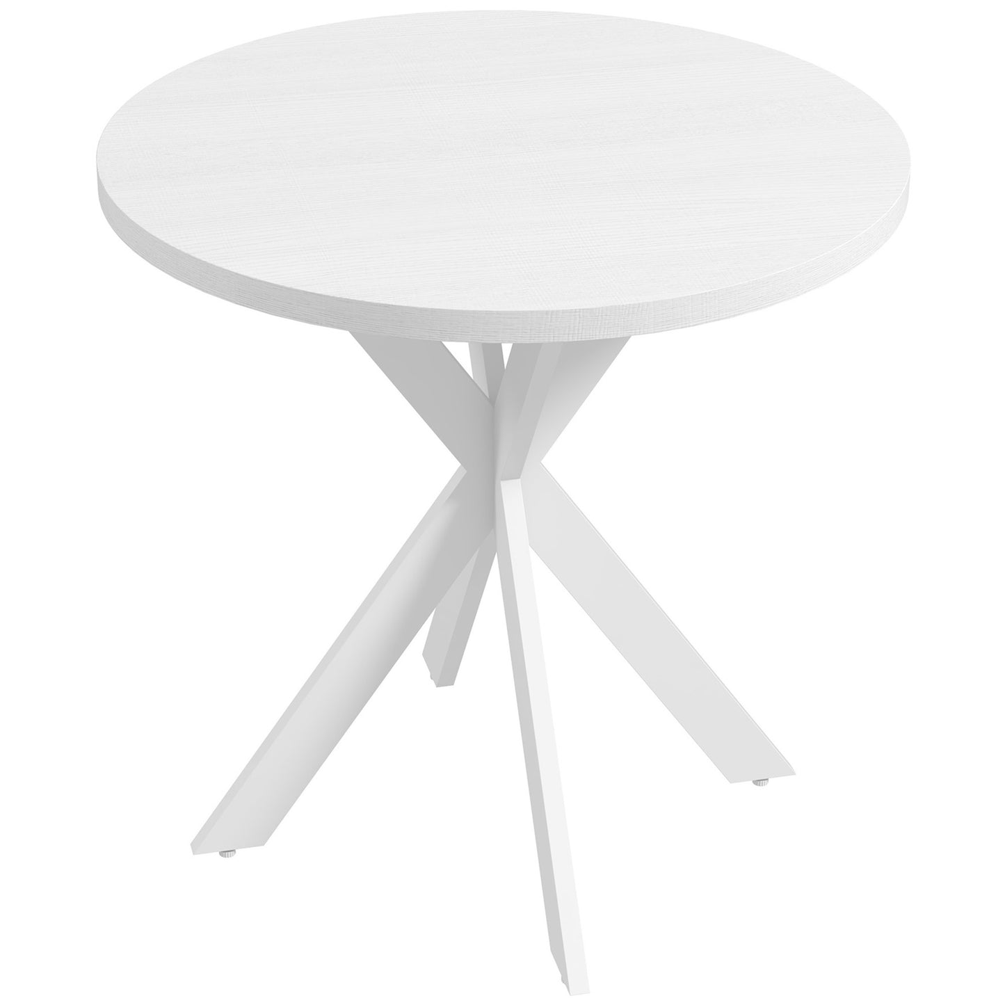 29" Round Dining Table with Steel Cross Legs, White